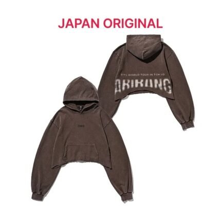 BTS ARIRANG Tour Cropped Heavyweight Hoodie - Washed Brown