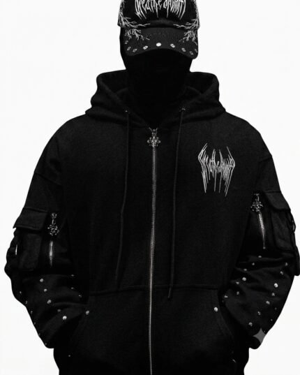 Breathe Divinity Tactical Oversized Cargo Zip-up Jacket [DARKNESS]