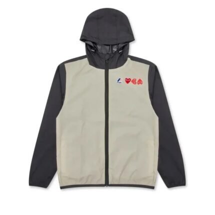CDG K-Way Zip Jacket Beige Black