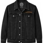 Chrome Hearts Black Orange Logo Denim Jacket