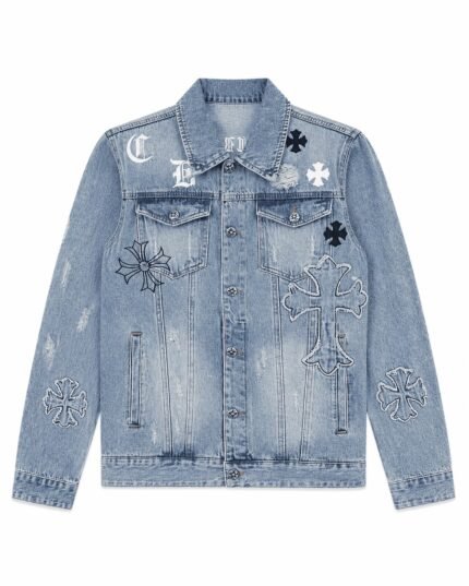 Chrome Hearts Blue Cross Patch Denim Jacket