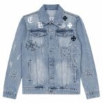 Chrome Hearts Blue Denim Jacket with Cross Patches