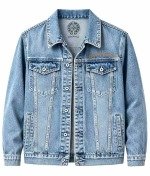 Chrome Hearts Blue Orange Logo Denim Jacket