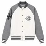 Chrome Hearts Grey & White Wool Varsity Jacket
