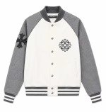 Chrome Hearts Grey & White Wool Varsity Jacket