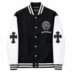 Chrome Hearts Jacket Black & White Leather Sleeve Varsity