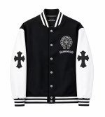 Chrome Hearts Jacket Black & White Leather Sleeve Varsity