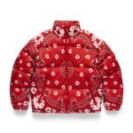 Cotton Wreath Paisley Puffer Jacket Red