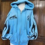 Hellstar Studios Blue Flame Distressed Zip Up Hoodie