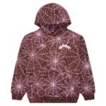 Sp5der All Over Print Hoodie White Brown Logo