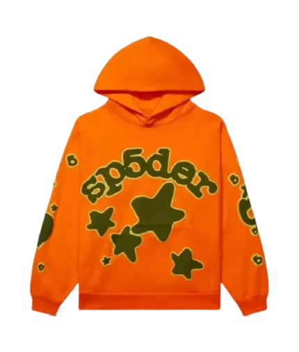 Sp5der Beluga Hoodie Sp5 Brown Orange Logo